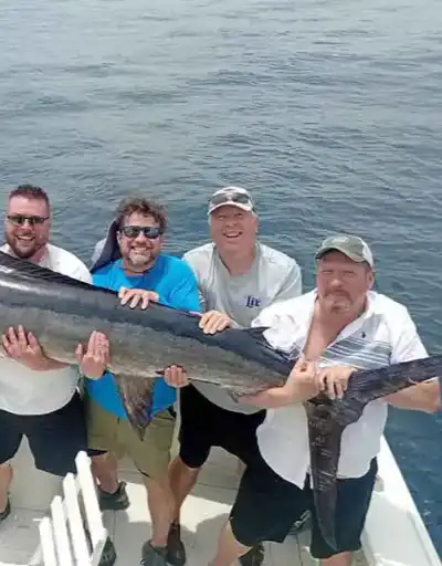 Close-up of a vibrant mahi-mahi caught on a fishing charter.